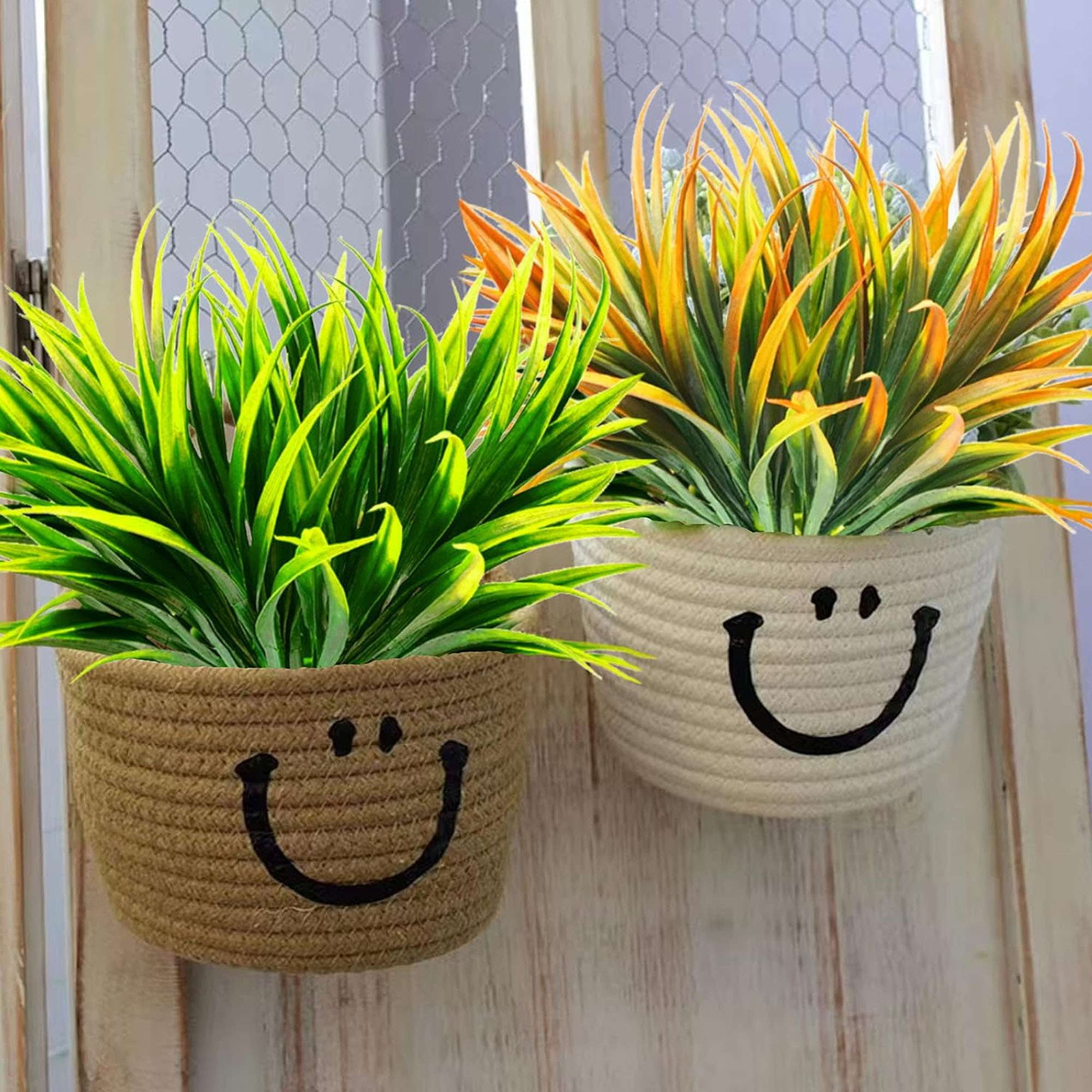 Deago 6 Bundles Artificial Grass Fake Plants 17in Outdoor Plastic UV Resistant Greenery Fake Grass for Home Window Garden Office Patio Decor