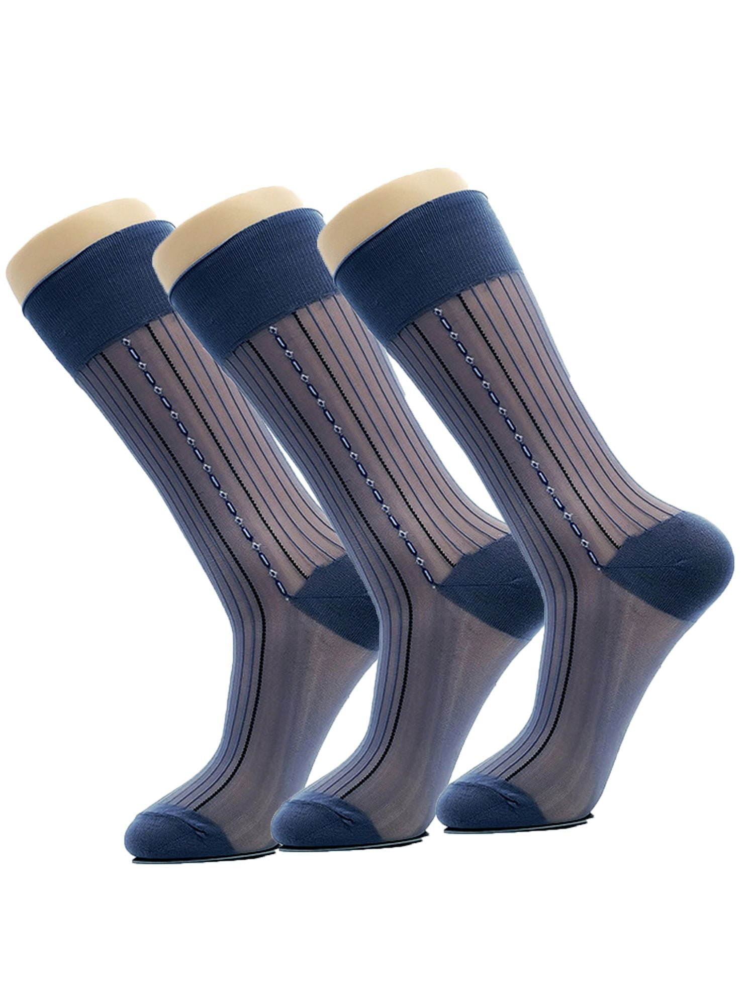 Luxtrada 3 Pairs Mens Silk Socks Sheer Men Dress Socks Ultra Thin
