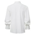 thumbnail image 4 of HOOMEUMY Mens Pirate Shirt Casual Basic Ruffle Sleeve Shirts Fashion 2025 Trendy Classic Solid Design Turndown Collar Tops Renaissance Steampunk Blouse White XXL, 4 of 9