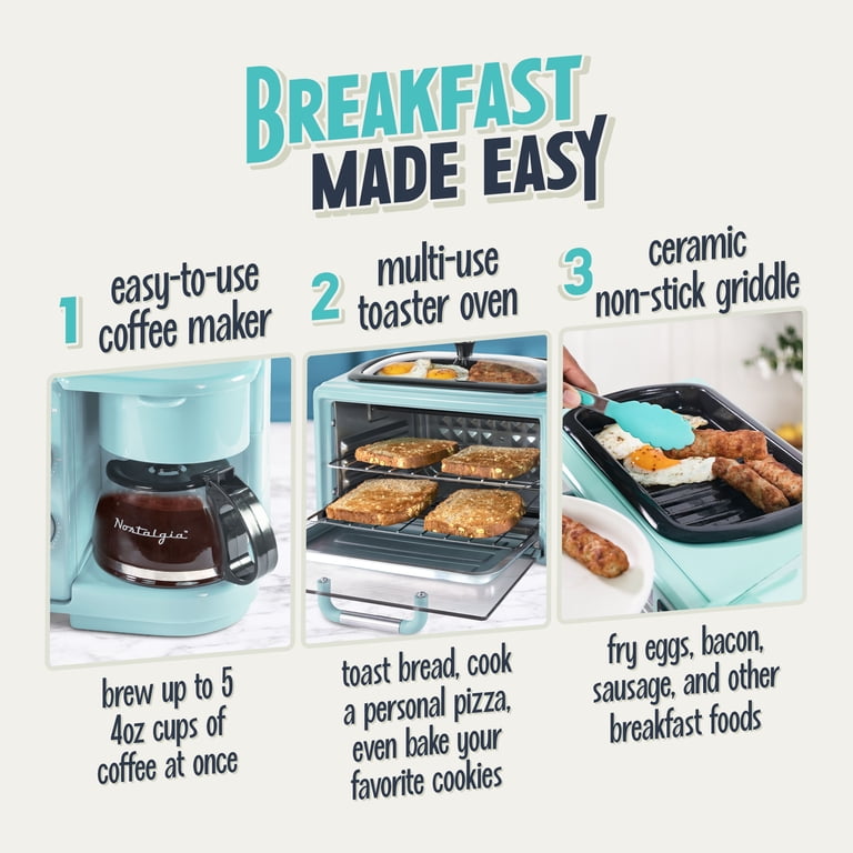 Nostalgia 3-in-1 Retro Breakfast Station - Includes 5 Cup Coffee