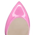 thumbnail image 4 of FSJ Women Closed Almond Toe Slip on Pumps Glossy Platform Stiletto High Heels Night Club Party Dress Daily Shoes Size 8 Pink, 4 of 5