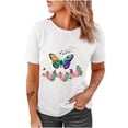 thumbnail image 4 of ICHUANYI Clearance Women Crewneck Print T-Shirts Print Tees Short Sleeve T-Shirt Blouse Tops(Green, XL) ICHUANYI WER2023080910414, 4 of 6