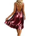 thumbnail image 2 of Posijego Women's Satin Nightgowns Sleeveless Nightdresses Camisole Dresses Ruffled Pajama Dresses Sleepwear Loungewear, 2 of 9