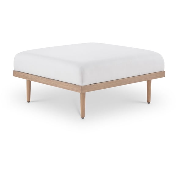 Meridian Furniture Laguna Cream Resilient Water Resistant Fabric Upholstered Outdoor Patio Ottoman
