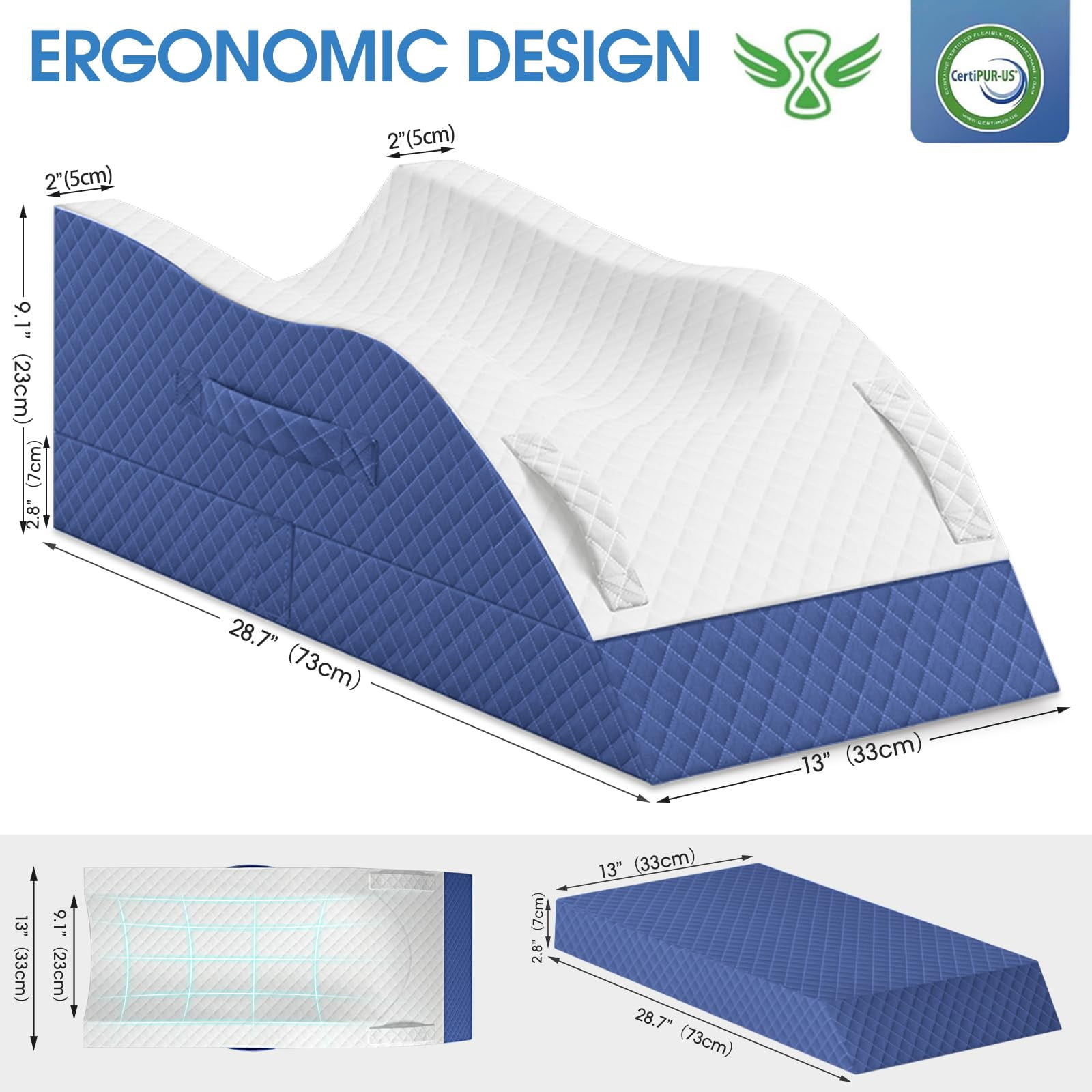 Elevation Pillows For Leg After  Memory Foam Adjustable Wedge Pillow Injury Or Rest Ankle Sleeping Blue