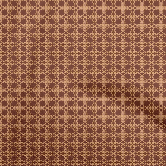 oneOone Cotton Silk Maroon Fabric Geometric Sewing Craft Projects Fabric Prints By Yard 42 Inch Wide