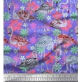 thumbnail image 1 of Soimoi Polyester Crepe Fabric Floral & Flamingo Bird Printed Craft Fabric by The Yard 52 Inch Wide, 1 of 4
