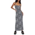 thumbnail image 2 of Coduop Women Sleeveless Long Bodycon Dress Floral Zebra Print Sling Backless Party Dress, 2 of 9