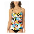 thumbnail image 3 of ANNE COLE Women's Multi Color Tropical Print Stretch Lined Twist Front Molded Cup Bandini Swimsuit Top S, 3 of 4