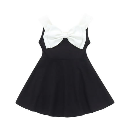 

YongANs Fashion Casual Girl Dress Girl s Sleeveless Bow Sundress Holiday White Princess Skirt