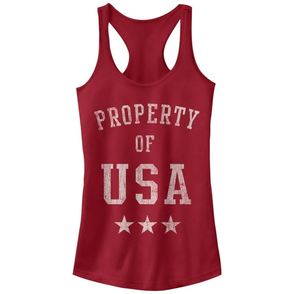 Junior's Lost Gods Property of USA Racerback Tank Top Scarlet Small