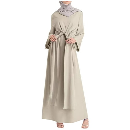 

Royallove Solid Soft Loose Robe Breathable For Women s Long Sleeve Long Middle Dress Muslim Robe dresses for women 2023