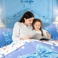 thumbnail image 4 of meiyoeat Ice Drip Initial B Twin Comforter Sets,Blue Sparkling Print Bow Bedding Set For Girl,Colorful Stars Reversible,2-Piece,1 Comforter and 1 Pillowcase, 4 of 7