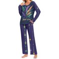 thumbnail image 2 of Puntoco Conjunto de pijama cómodo para mujer, conjunto de pijama con parte superior y pantalones casuales con estampado degradado para mujer, 2 of 4