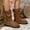 Brown, variant on Womens Boots Winter Short Shaft Crinkle Stacked Ankle Boots Solid Color Round Toe Chunky Low Heel Fashion Casual