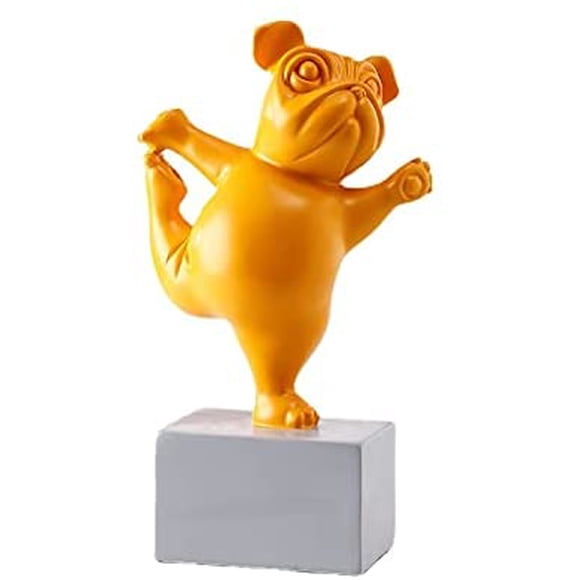 Harts Yoga Fransk Bulldog Staty Harts Hundfigurer Nordiska Kreativa Tecknad Djur Skulptur Barnrum Inredning Hantverk (Gul)