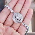thumbnail image 4 of Pendientes de flor de camelia, anillos, colgantes, collares Pendientes de plata de ley con forma de camelia, joyería de flores de circonio cúbico para mujeres y niñas, juego de 4 piezas, 4 of 5