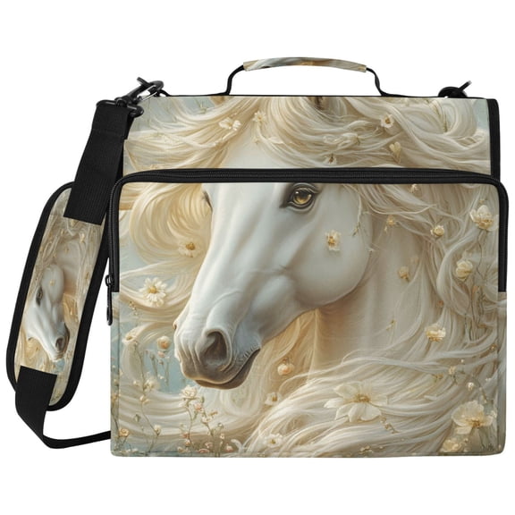ALAZA Zipper Binder Beautiful Horse Pattern 2 inch 3 Ring 500 Sheet Capacity Trapper Keeper File Folder Organizer Bag