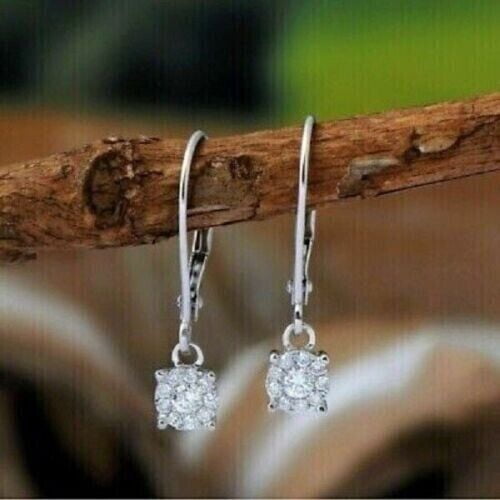 1Ct Round Cut Lab Created Diamond Dangle & Drop Earrings 14k White Gold Plated