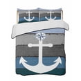 thumbnail image 2 of Blue Nautical Anchor Twin Size Down Alternative Comforter, Lightweight Comforter Quilt Bedding Set with Pillow Shams Rustic Distressed Wood Grain All Seasons Bed Comforter Duvet Insert 68"x86", 2 of 7