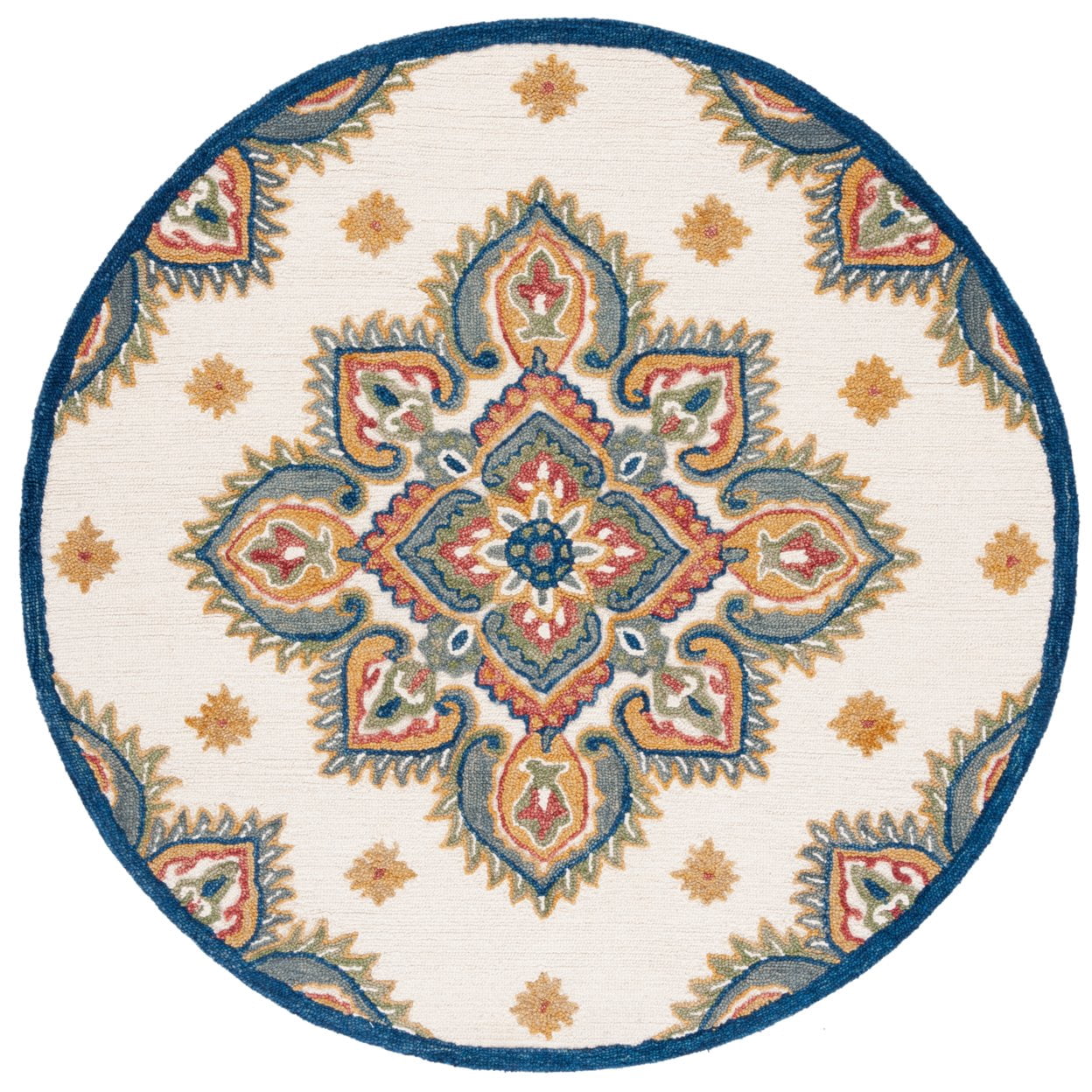 SAFAVIEH Blossom Pauletta Floral Area Rug, Ivory/Green, 6' x 6' Round