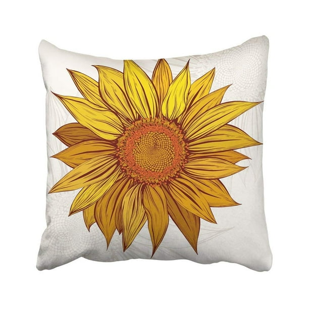 picture Color Sunflower Drawing bpbop orange flower sun color sunflower yellow vintage drawing sketch old retro beautiful pillowcase 18x18 inch
