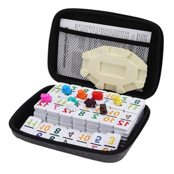 Mexican Train Dominoes Set Numbers Double 12 Travel Mexican Train Game with 91 Colored Tiles and Protable Case Number Domino Set for Kids Adults Family Board Team Games