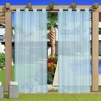 JeashCHAT Sheer Curtains , Waterproof Outdoor Curtain Grommet Voile Sheer Drapes for Living Room Bedroom Patio Balcony Home Decor, 1 Panel, 52"W x 84"L, Blue