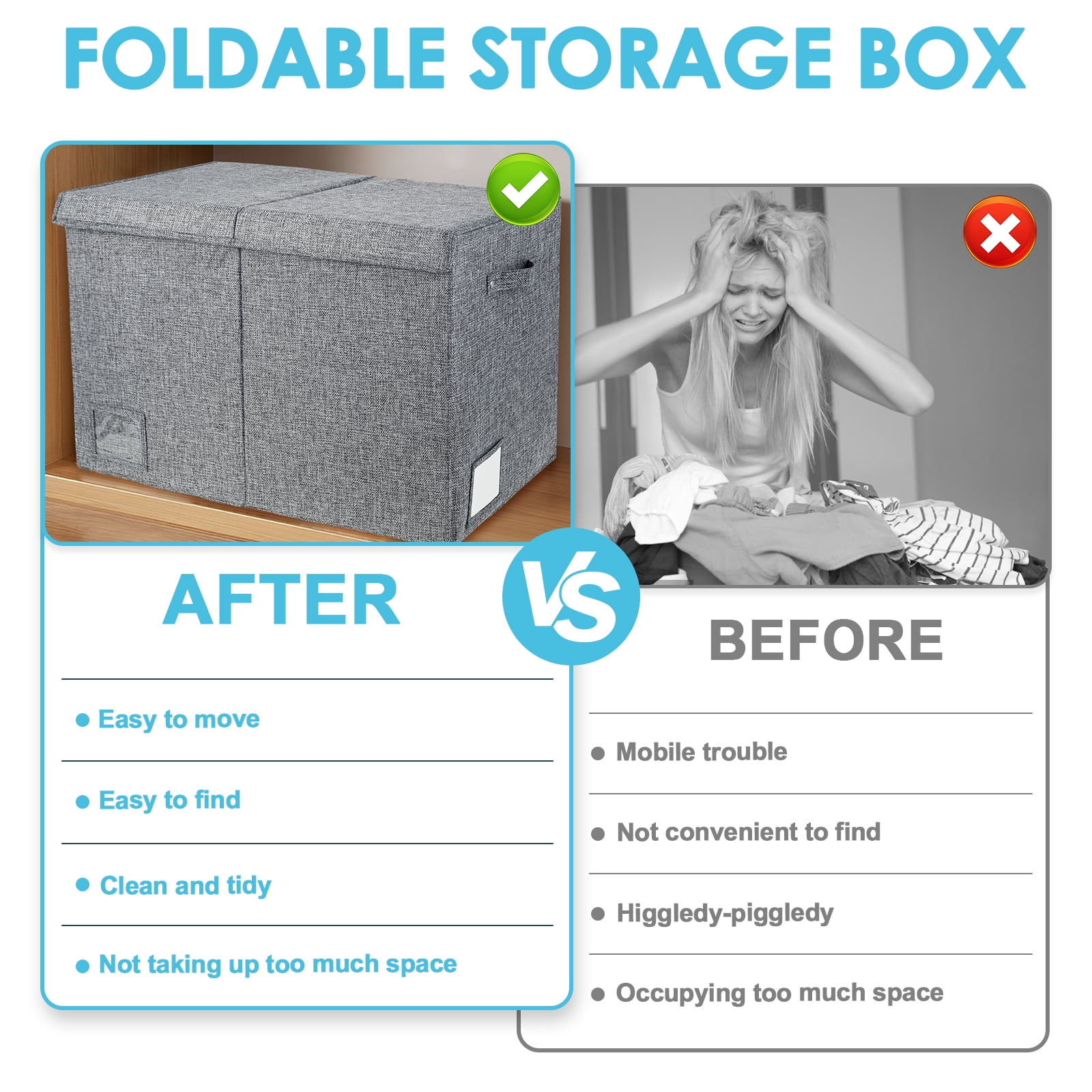 Extra Large Toy Box 82.5L Collapsible Sturdy Kids Toy Chest for Boys Girls Kids Toy Storage Organizer Toddler Storage Bins with Lids and Handle Toy Box basket for Living Room Bedroom Nursery Gray