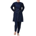 thumbnail image 4 of HNMKIU Swimsuits for Women Plus Size Full Coverage Loose Fit Long Sleeve Swim Dress with Hood and Pants Womens Swimwear 02_Blue，XXXL, 4 of 7