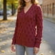 thumbnail image 4 of Women's V Neck Long Sleeve Pullover Sweater Lightweight Knit Sweaters Novelty Sweaters Red XXL, 4 of 4