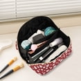 thumbnail image 2 of FORMRS Makeup Bag Travel Cosmetic Organizer for Women Fold Flat Zipper Pouch with Handle, Red Cartoon Paws Pattern, 2 of 8