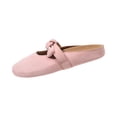 thumbnail image 2 of Women’s Mules Toe Suede Upper Double Bow Mary Jane Slip On Backless Ballet Mule Shoes Hidden Heel Round Toe Dress Flats for Spring Office Casual Daily Wear Business Travel Outfits, 2 of 5