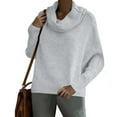 thumbnail image 7 of GigrtiJin Women's Turtleneck Knitted Sweaters Long Sleeves Solid Color Warm Blouses Casual Pullover Loose Tops, 7 of 7