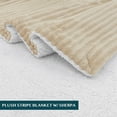 thumbnail image 4 of PAVILIA Reversible Sherpa Fleece Throw Blanket Cream Beige, Plush Flannel Throw, Ultra Soft Warm Ribbed Microfiber Blanket for Sofa Couch Bed, Luxury Thick Striped Blanket, Beige, 50x60, 4 of 7
