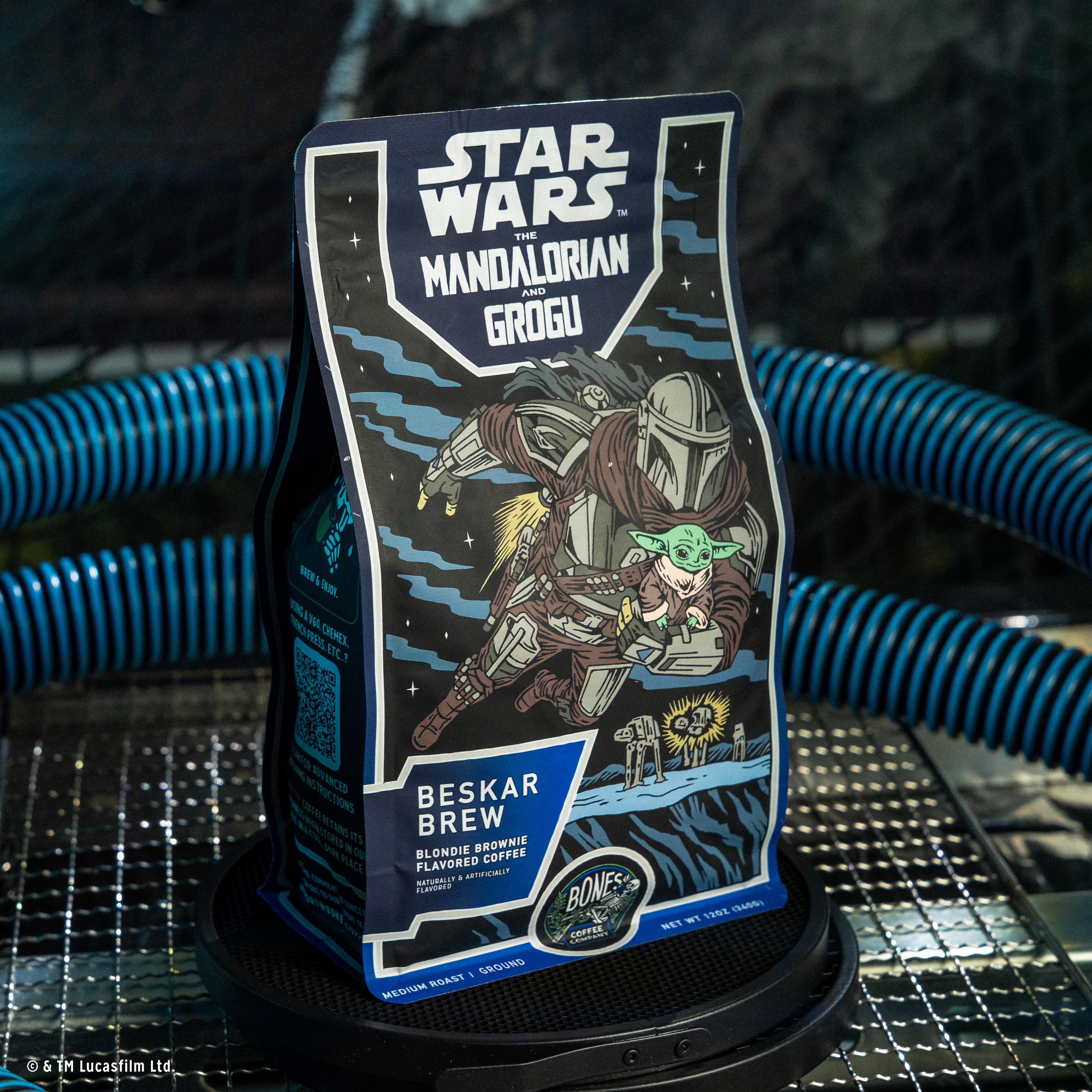 Bones Coffee Beskar Brew Blondie Brownie Flavored Medium Roast Ground Coffee Star Wars Mandalorian & Grogu, 12 oz Bag