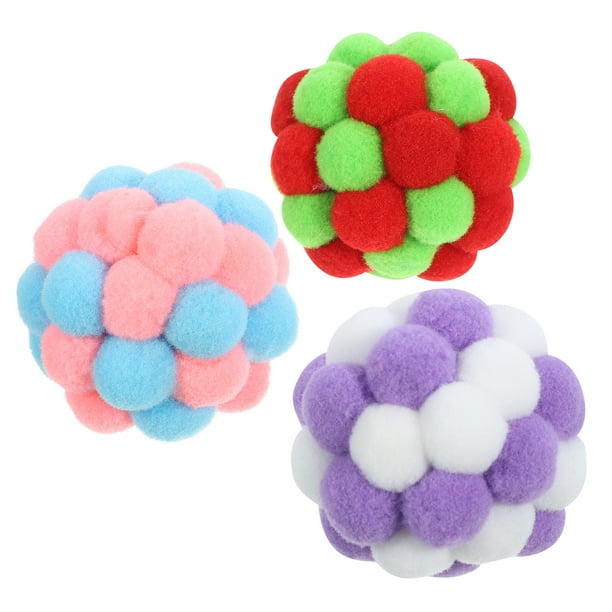 KAKOWELY 3 pelotas de juguete para gatos con cascabeles, pelotas peludas interactivas para jugar en interiores.