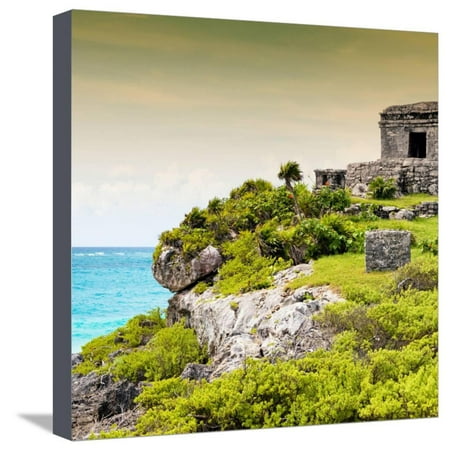 ¡Viva Mexico! Square Collection - Ancient Mayan Fortress in Riviera Maya III - Tulum Stretched Canvas Print Wall Art By Philippe