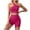 Hot Pink, variant on Womens 2 Piece Workout Sets - Seamless Ribbed Gym Athletic Yoga Outfits Sports Bra One Shoulder Crop Tops Biker Shorts on Clearance