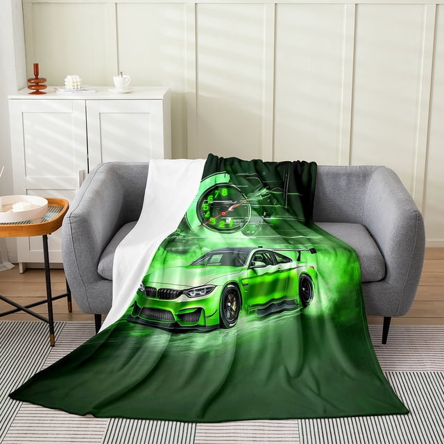 Erosebridal Racing Car Flannel Blanket 40x50,Extreme Sports Sherpa Throw,Gradient Bedroom Decor,Ultra Soft