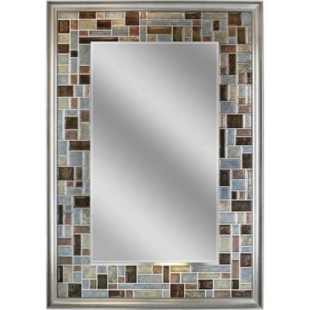Head West 1200 24 x 36 in. Windsor Tile Mirror Brush Nickel