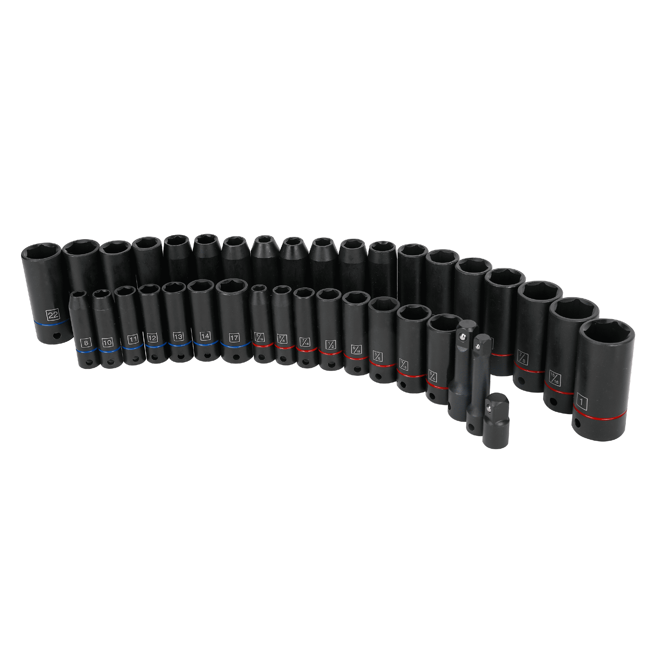 Hyper Tough 37-Piece 3/8-in., 1/2-in. Drive Deep Impact Socket Set, SAE & MM