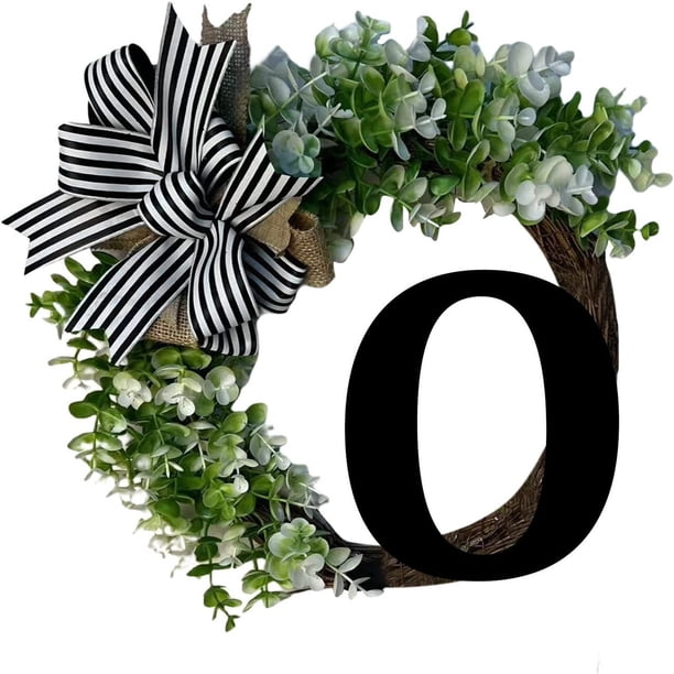 Guirnaldas de 26 letras, guirnalda decorativa para colgar en la puerta, decoración del hogar, letras con lazo, colgante de nudo, anillo de ratán, decoración de pared, decoración de ventana, colgante d