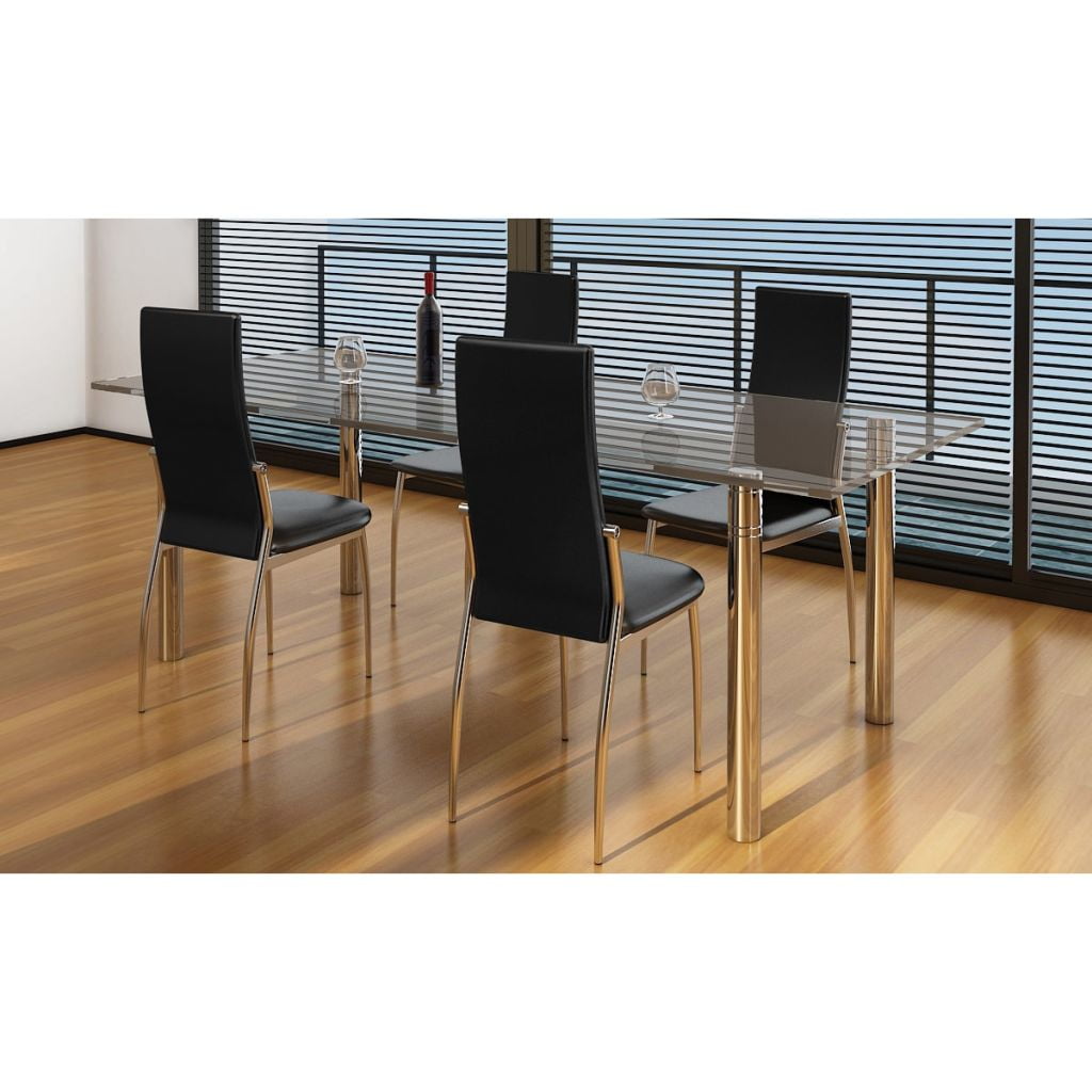 Kepooman 4pcs High Back Dining Chairs for Kitchen, Black Kepooman 4pcs High Back Dining Chairs for Kitchen, Black