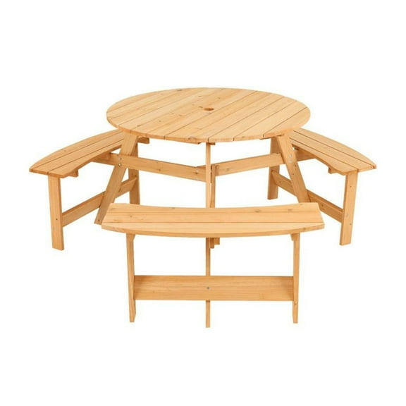 FASCK Kids Outdoor Picnic Table & Bench Set with Umbrella Hole, Children's Wooden Dining Set for Garden Playground, Perfect Outdoor Furniture for Kids