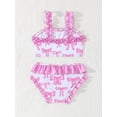 thumbnail image 4 of REDARER Girls Bow Print Two Piece Swimsuit with Ruffle Trim Straps & Ruffled Bottoms for Toddler Kids,18-24 Months, 4 of 6