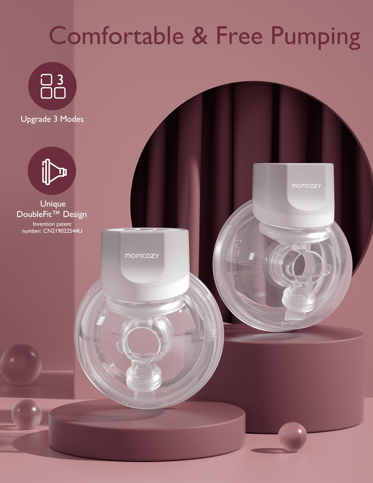 Momcozy S12 Pro Electric Breast Pump Hands Free, Wearable Breast Pump 24mm Gray