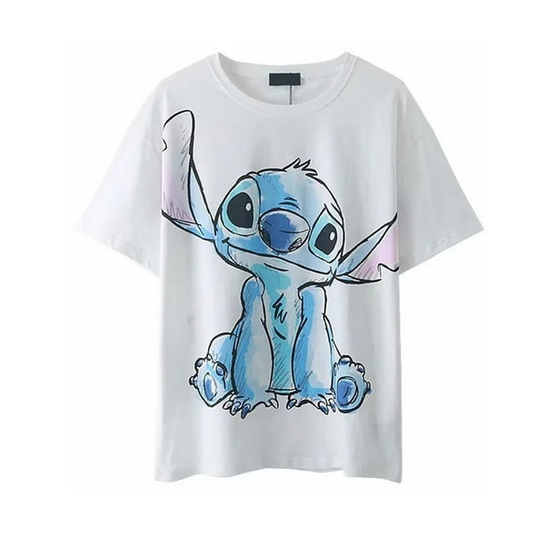Camiseta de la familia de Disney para mujer Camiseta de algodon con estampado de dibujos animados de Winnie the Pooh Mickey Mouse Stitch hada Dumbo SIMBA Bodega Aurrera en linea