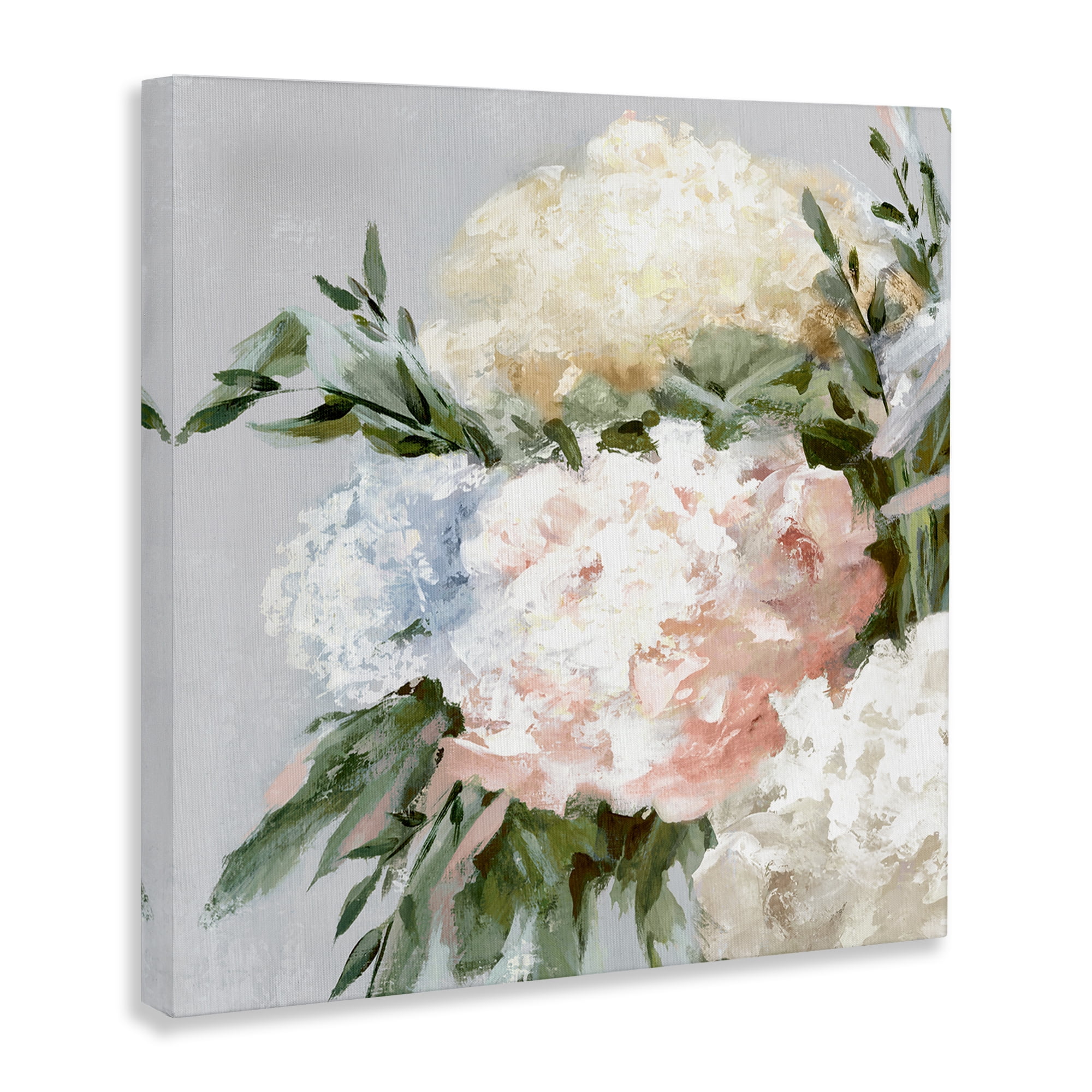 Stupell Industries Pastel Hydrangea Blossoms Plants & Flowers Painting Wrapped Canvas Art Print Wall Art, 17 x 17