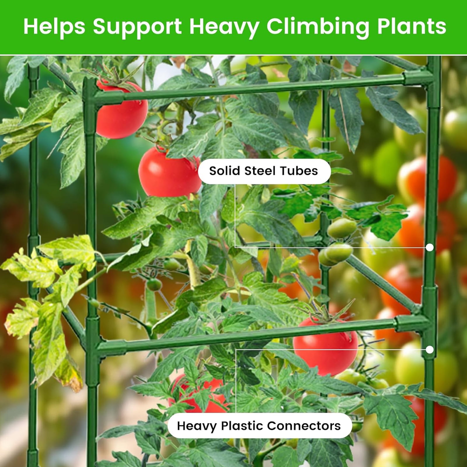 3 Pack Tomato Cages,Square Tomato Plant Stakes Support Cages Trellis for Garden Climbing Vegetables Flowers Fruits,Extra Bold